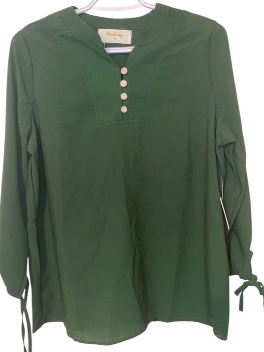 Dashing Dark Green Henley Tunic with Button Placket size medium nwt